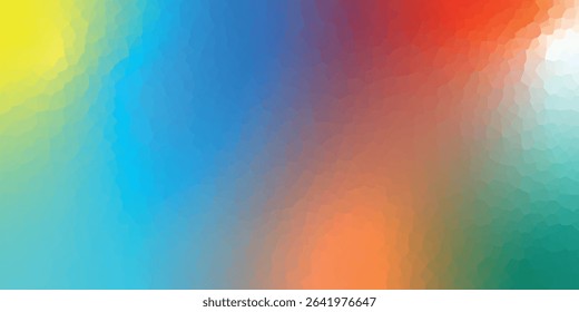 Polygonal rainbow mosaic background. Abstract low poly vector illustration. Triangular pattern in halftone style. Template geometric business design with triangle for poster, banner, card, flyer.