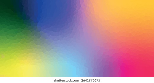 Polygonal rainbow mosaic background. Abstract low poly vector illustration. Triangular pattern in halftone style. Template geometric business design with triangle for poster, banner, card, flyer.