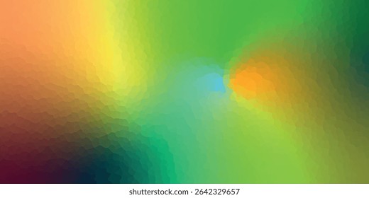 Polygonal rainbow mosaic background. Abstract low poly vector illustration. Triangular pattern in halftone style. Template geometric business design with triangle for poster, banner, card, flyer.