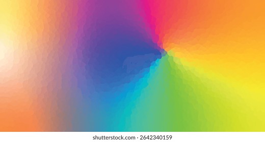 Polygonal rainbow mosaic background. Abstract low poly vector illustration. Triangular pattern in halftone style. Template geometric business design with triangle for poster, banner, card, flyer.