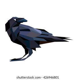 Polygonal raven. Lowpoly illustration/