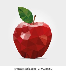 Polygonal Red Apple in Vector