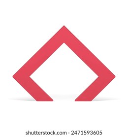 Polygonal red arch triangle corner entrance 3d element for expo presentation decorative design realistic vector illustration. Angular advertising entrance base foundation architecture geometric figure