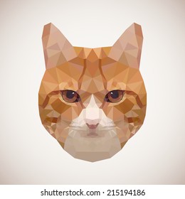 Polygonal red cat. Vector illustration