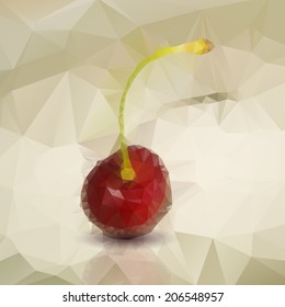 Polygonal red cherries. Vector illustration