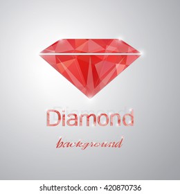  Polygonal red diamond on gray background