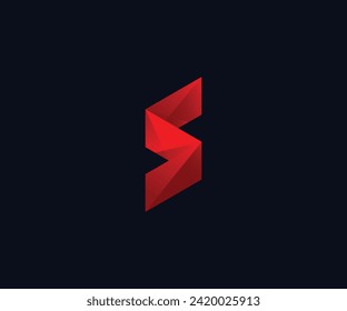 Polygonal red gradient letter S logo design in vector
