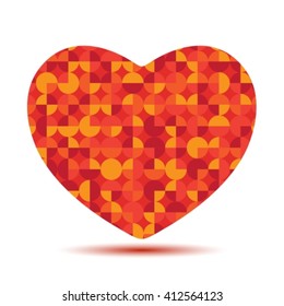 Polygonal red heart isolated on a white background.