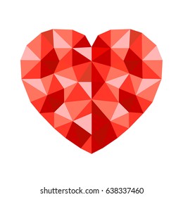 Polygonal red heart - for stock
