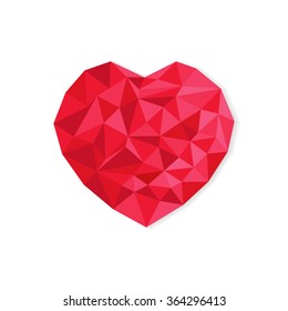 Polygonal Red Heart in Vector