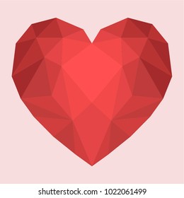 Polygonal red heart. Vector illustration. Valentine's Day.