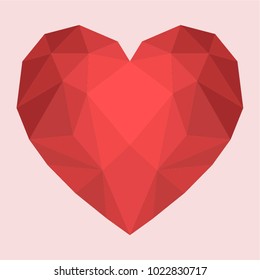 Polygonal red heart. Vector illustration. Valentine's Day.