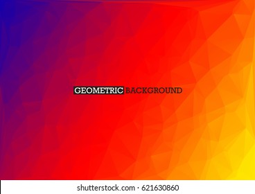 Polygonal red orange blue background. Rainbow colors isolated