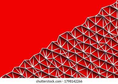 Polygonaler, roter und weißer Mosaikhintergrund. Abstrakte Low-Poly-Vektorgrafik. Dreiecksmuster im Halbtonstil. Template geometrisches Business Design mit Dreieck für Poster, Banner.
