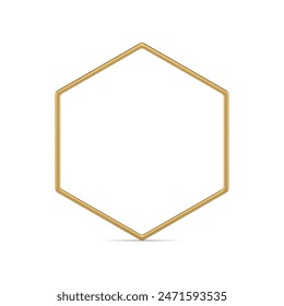 Polygonal regular framework six side corner geometric shape math decor design realistic vector illustration. Hexagonal minimalist basic foundation angular frame 3d element symmetric edge construction