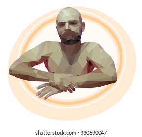 Polygonal Relaxing Man. Vector Geometric Illustration