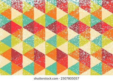 Polygonaler Retro-Hintergrund mit Kratzeffekt. Retro vintage farbiger Hintergrund. 