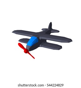 Polygonal retro plane. Isolated on white background. 3d Vector illustration. 