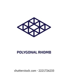 polygonal rhomb icon from geometry collection. Thin linear polygonal rhomb, school, pentagon outline icon isolated on white background. Line vector polygonal rhomb sign, symbol for web and mobile