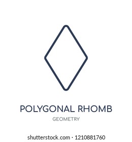 Polygonal rhomb icon. Polygonal rhomb linear symbol design from Geometry collection. Simple outline element vector illustration on white background.