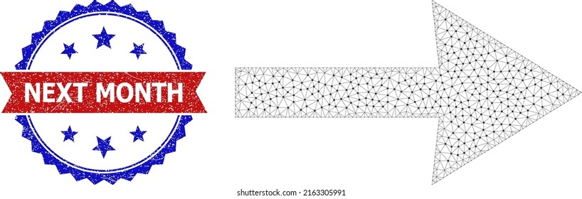 Polygonal rechte Pfeil Schlachtkörper Symbol, und bicolor unlean Nächsten Monat Wasserzeichen. Das Bild des Mehrfach-Wireframe wurde mit dem rechten Pfeilsymbol entworfen.
