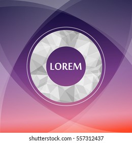 Polygonal ring with place for your logo isolated on background purple and red gradient, and light curve layers