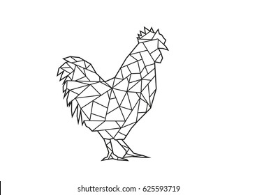 Polygonal Rooster Farm Animal. Editable Clip Art.