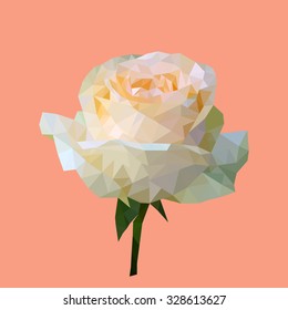 polygonal rose, polygon geometric flower, isolated vector