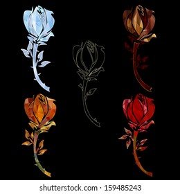 polygonal roses on a black background