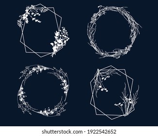 Polygonal and round frames from bouquets of twigs and flowers