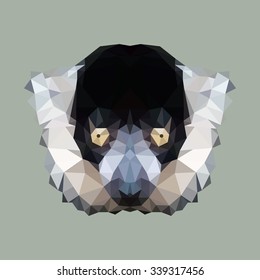 polygonal ruffed lemur, polygon triangle animal, vector