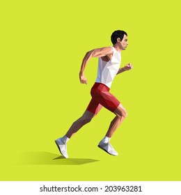 polygonal running man. Vector geometric illustration