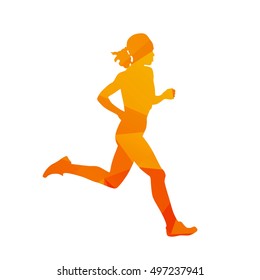 Polygonal running woman, run