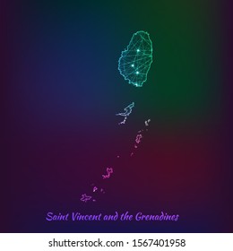 Polygonal Saint Vincent and the Grenadines Map. Vector Illustration Low Poly Color Rainbow on Abstract Background. Vector Eps10.