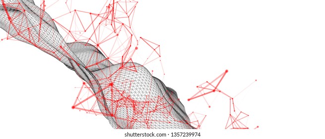 Polygonal science background with connecting dots and lines. Digital data visualization.