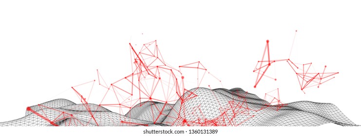Polygonal science background with connecting dots and lines. Digital data visualization.