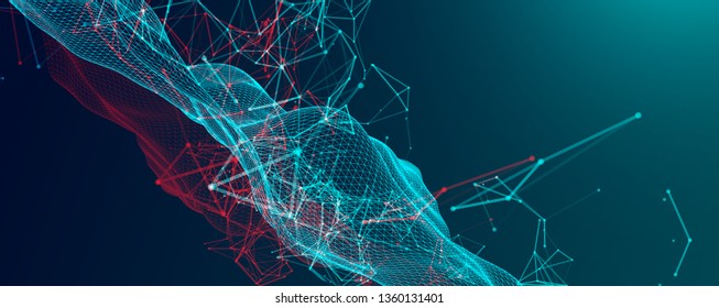 Polygonal science background with connecting dots and lines. Digital data visualization.
