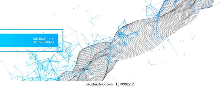 Polygonal science background with connecting dots and lines. Digital data visualization.