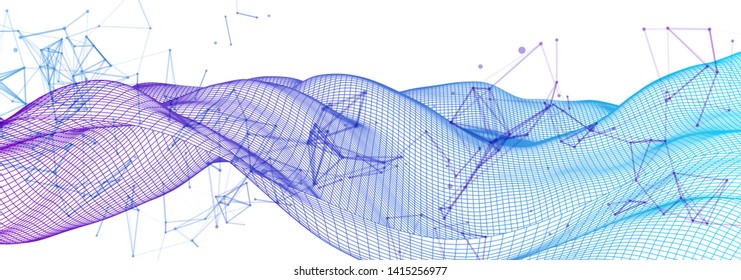 Polygonal science background with connecting dots and lines. Digital data visualization.