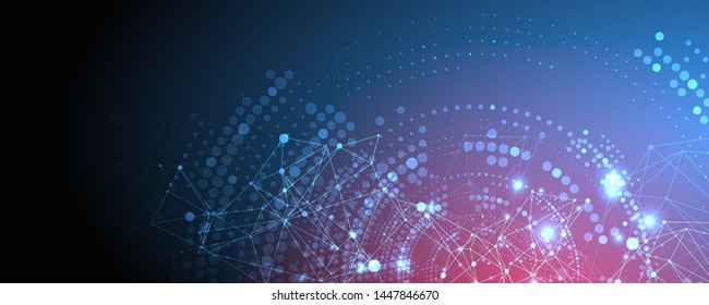 Polygonal science background with connecting dots and lines. Digital data visualization.