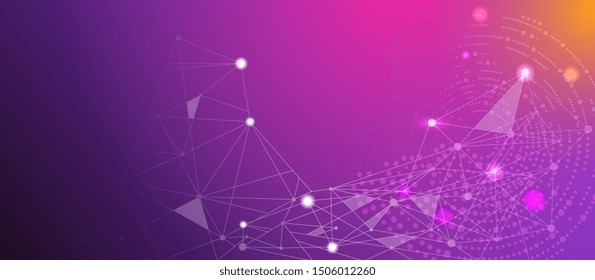 Polygonal science background with connecting dots and lines. Digital data visualization. Vector illustration