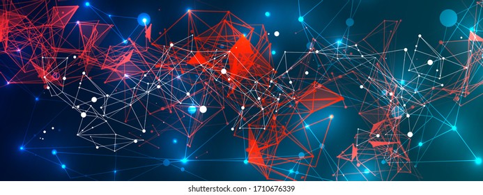 Polygonal science background with connecting dots and lines. Digital data visualization.