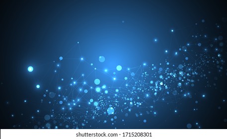 Fondo de ciencias poligonales con puntos y líneas de conexión. Visualización de datos digitales.