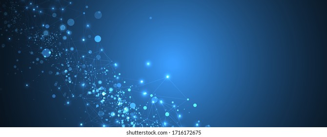 Polygonal science background with connecting dots and lines. Digital data visualization.