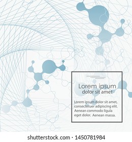 Polygonal science research technology connect DNA, atoms, molecules. Futuristic modern abstract background and presentation template