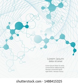 Polygonal science research technology connect DNA, atoms, molecules. Futuristic modern abstract background and presentation template.