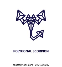 polygonal scorpion icon from geometry collection. Thin linear polygonal scorpion, scorpio, horoscope outline icon isolated on white background. Line vector polygonal scorpion sign, symbol for web and 