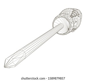 Polygonal screwdriver wireframe. Tool isolated on a white background. View perspective. 3D. Vector illustration