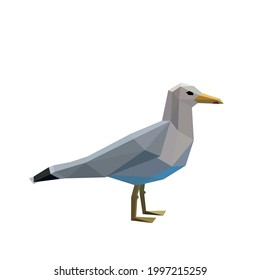 polygonal seagull art image. low poly seagull vector illustration.