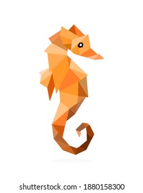 polygonal seahorse image. logo vector illustration